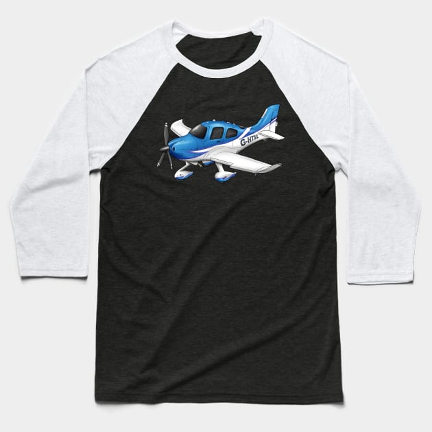 Cirrus SR22 Cartoon Design HTML Baseball T-Shirt by Funky Aviation